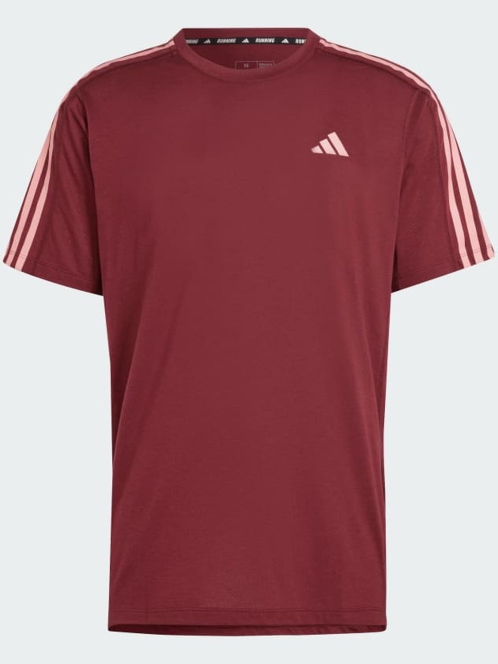 Adidas Own The Run 3-Stripes Tee Shadow Red XL NWT